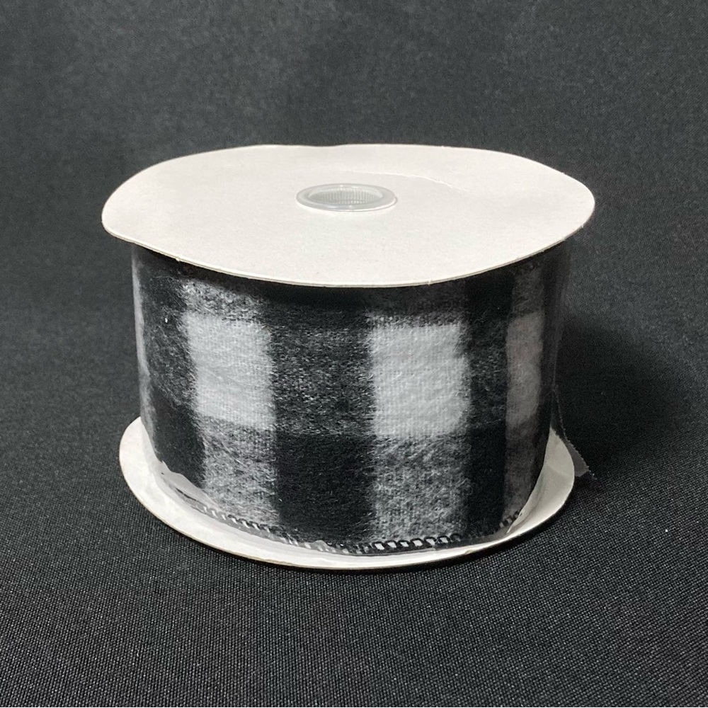 ⭐️ Black And White Plaid Soft Flannel Fabric Ribbon 2.5” x 360”